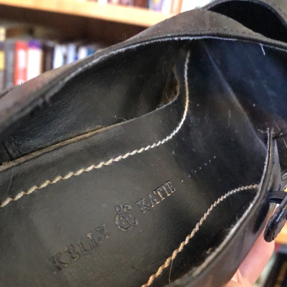 KELLY & KATIE-‘Colony’ black slip on heels w/strap - Picture 7 of 9